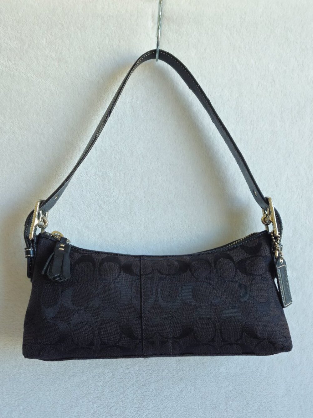 Vintage Coach Y2K Hamptons Black Demi Baguette Shoulder Bag 6371